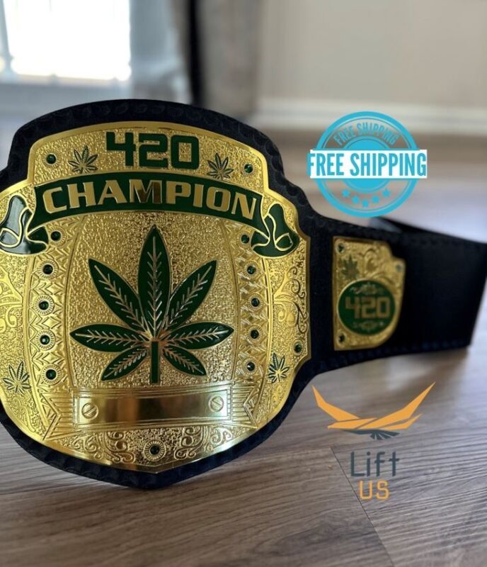 420 Weed World Wrestling Championship Belt 4mm Brass Original Leather