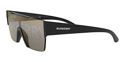 Burberry BE 4291 3001/G Black Plastic Rectangle Sunglasses Gold Mirror Lens