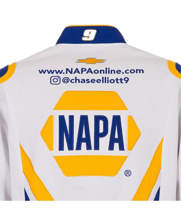 Men's White, Royal Chase Elliott NAPA Twill Driver Uniform Full-Snap Jacket