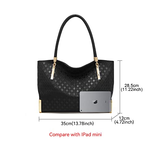 FOXLOVER Large Capacity Tote Handbags for Women, Genuine Leather Ladies Top-handle Bags Fashion Shoulder Bags Purses