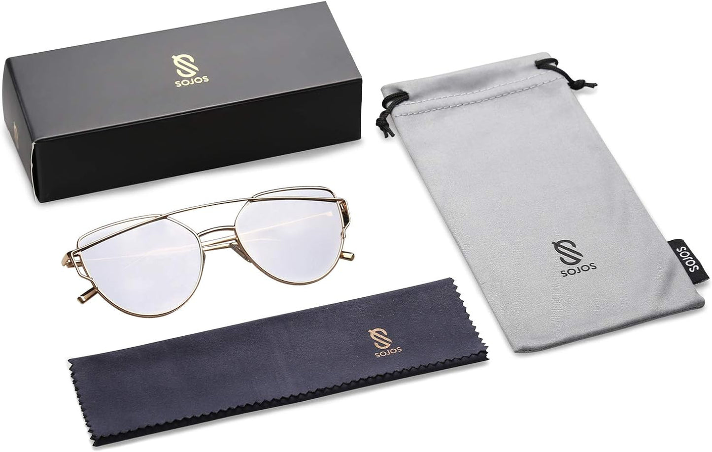SOJOS Cat Eye Sunglasses for Women Fashion Designer Style Mirrored Lenses