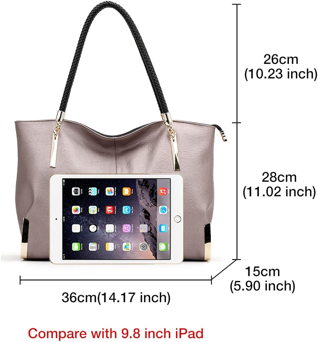 FOXLOVER Large Capacity Tote Handbags for Women, Genuine Leather Ladies Top-handle Bags Fashion Shoulder Bags Purses