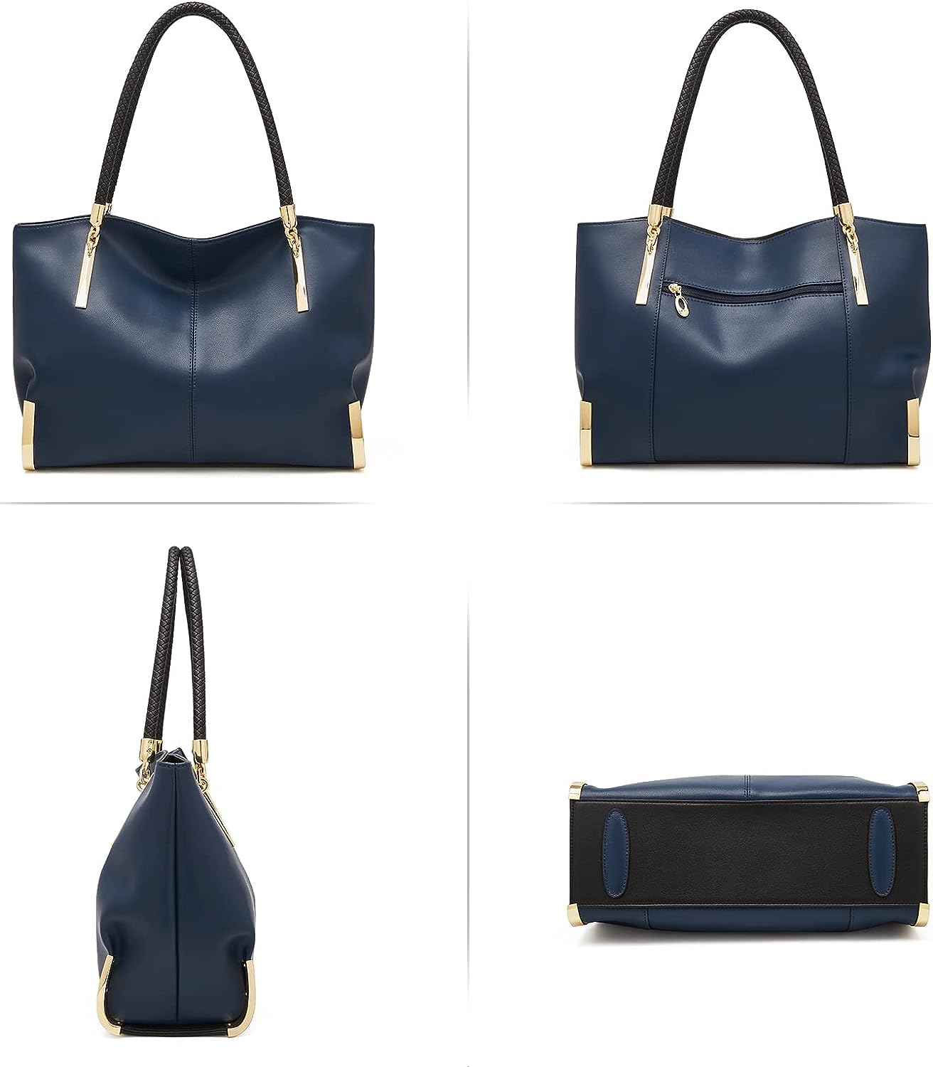 FOXLOVER Large Capacity Tote Handbags for Women, Genuine Leather Ladies Top-handle Bags Fashion Shoulder Bags Purses