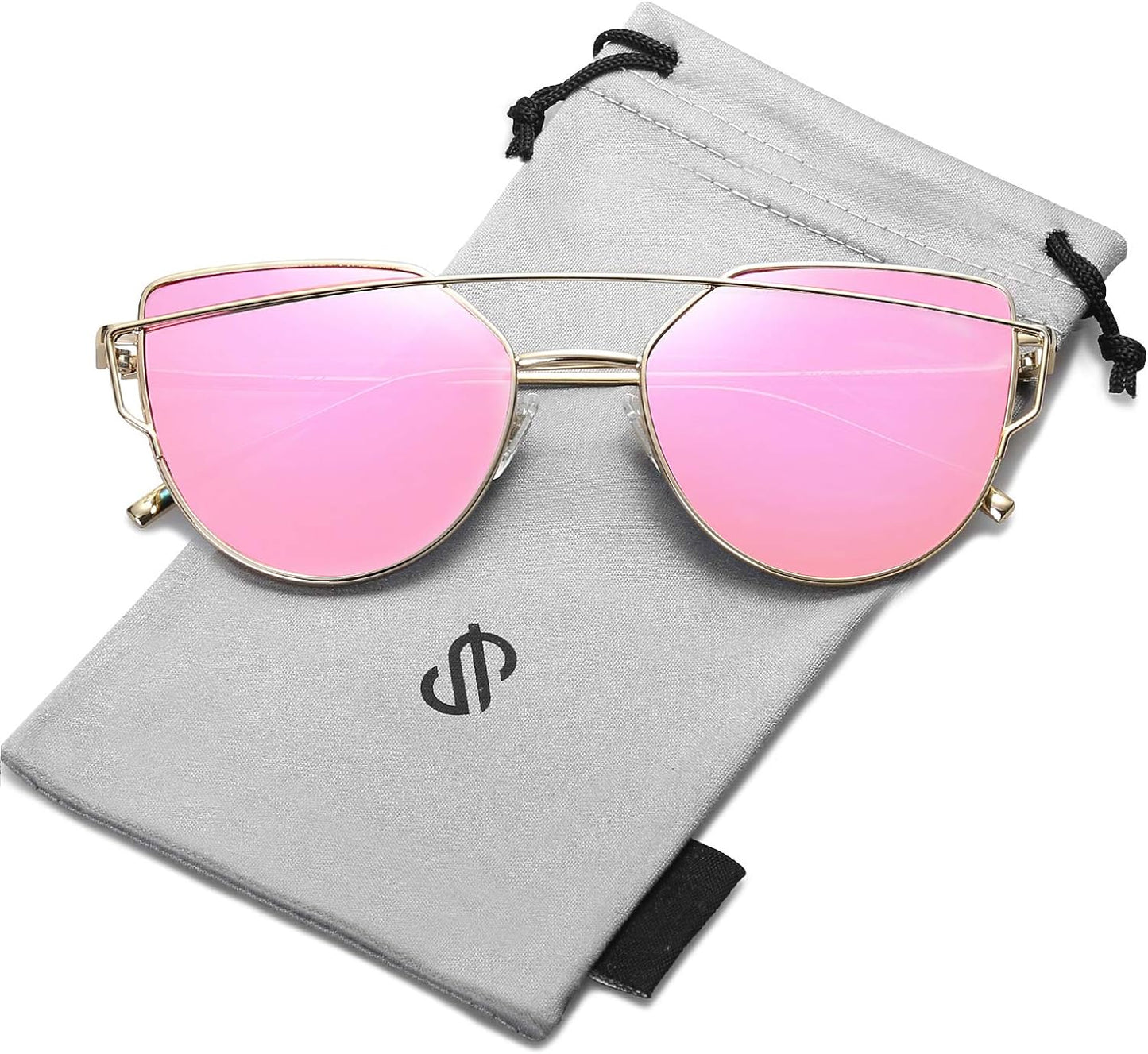 SOJOS Cat Eye Sunglasses for Women Fashion Designer Style Mirrored Lenses