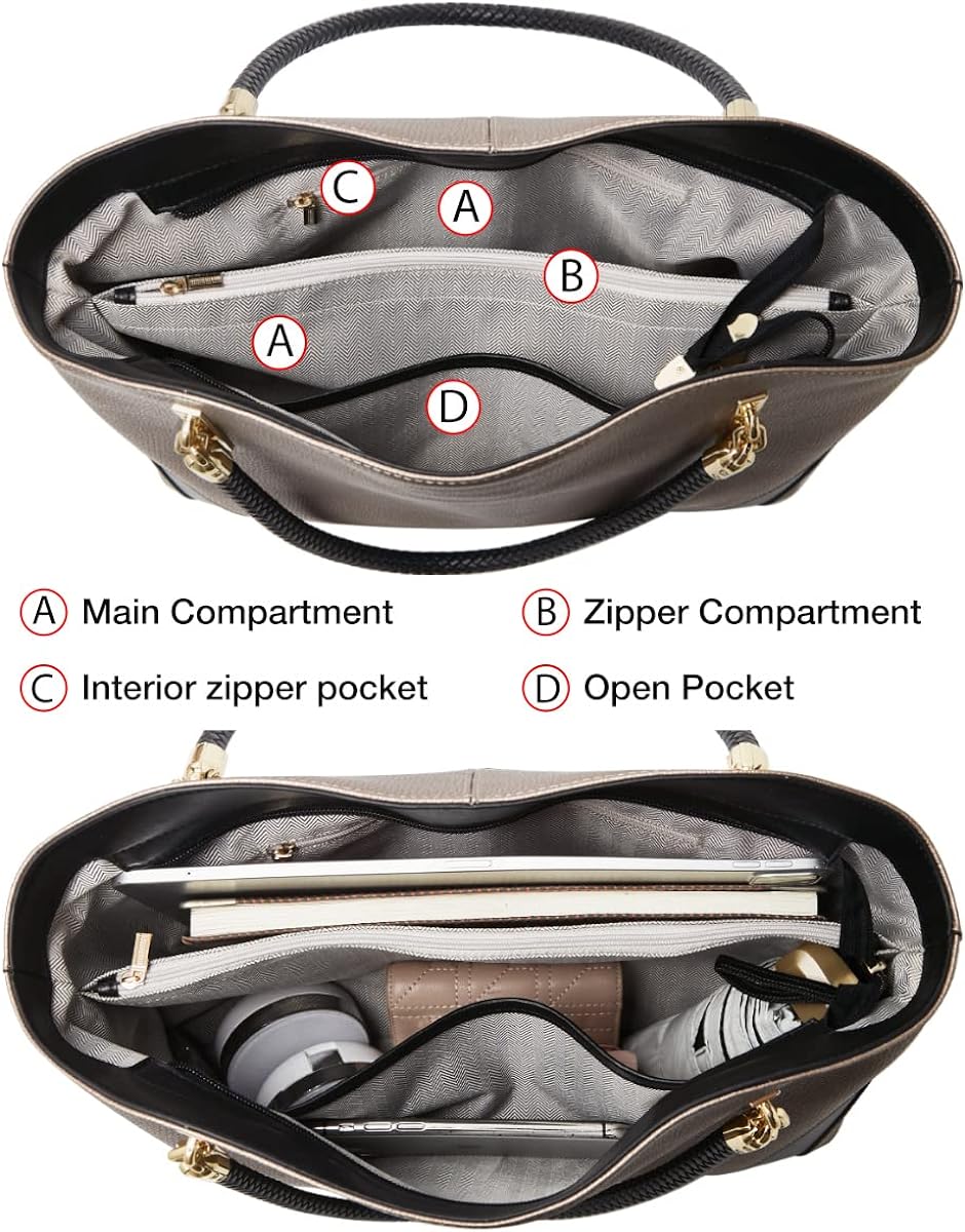 FOXLOVER Large Capacity Tote Handbags for Women, Genuine Leather Ladies Top-handle Bags Fashion Shoulder Bags Purses