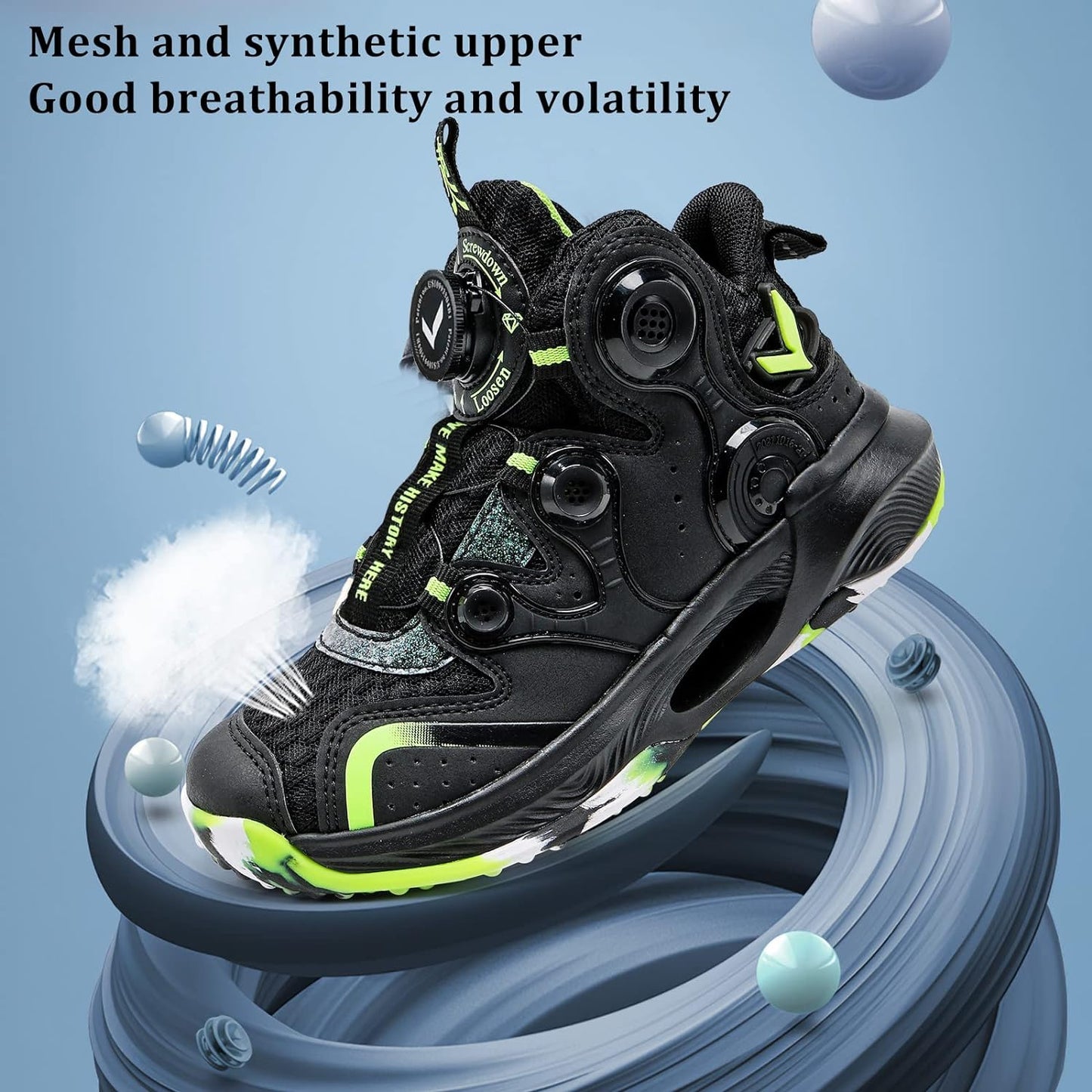 VITUOFLY Kids Basketball Shoes Boys Air Cushion Sneakers Girls Mid Top School Training Shoes Non-Slip Outdoor Sports Shoes Comfortable Boys Running Shoes Durable Little Kid/Big Kid