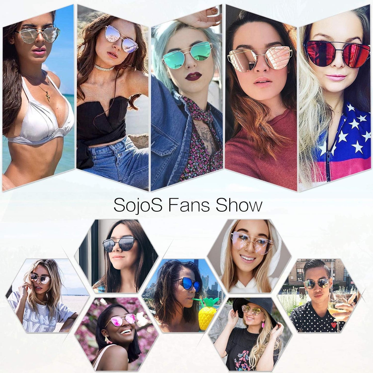 SOJOS Cat Eye Sunglasses for Women Fashion Designer Style Mirrored Lenses