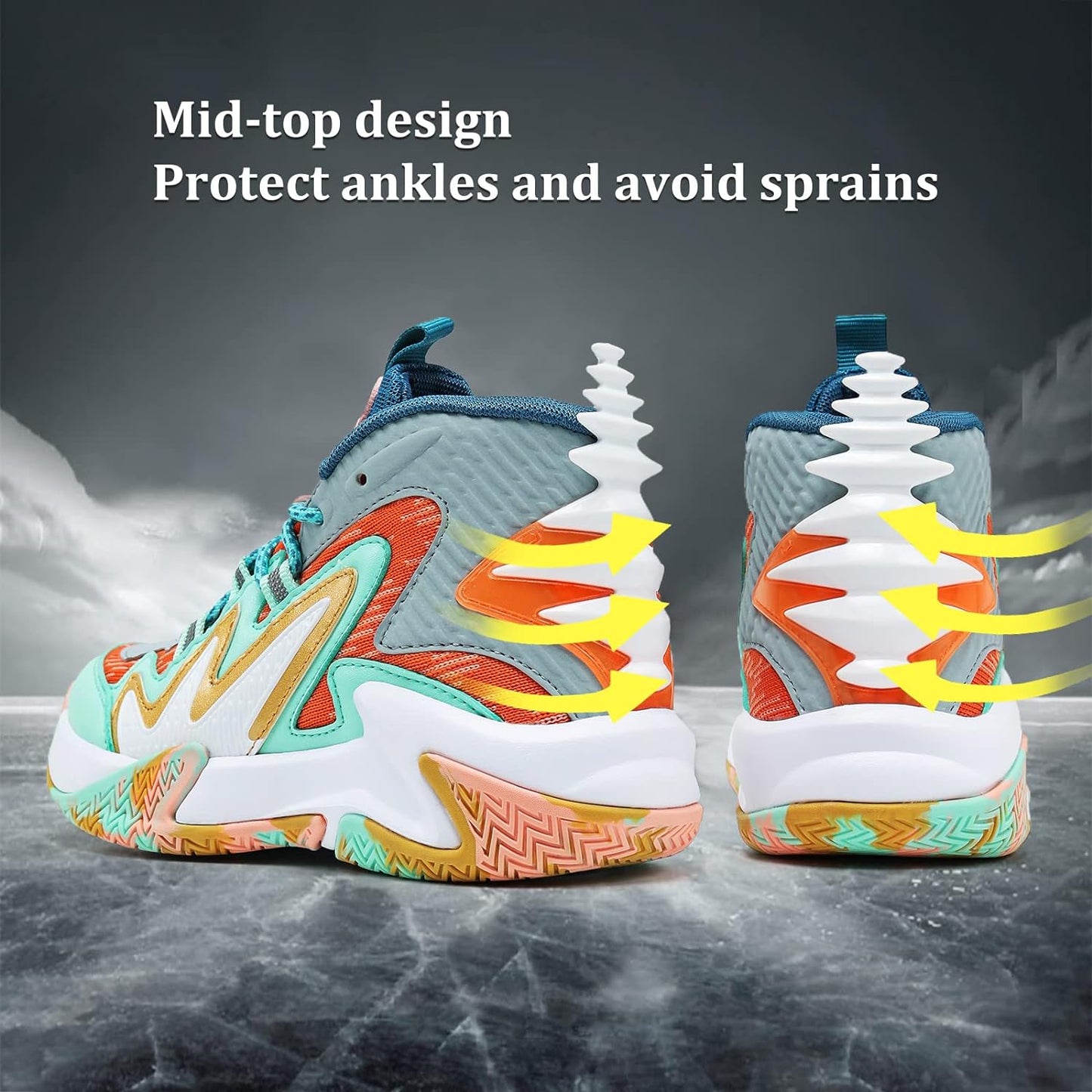 VITUOFLY Kids Basketball Shoes Boys Air Cushion Sneakers Girls Mid Top School Training Shoes Non-Slip Outdoor Sports Shoes Comfortable Boys Running Shoes Durable Little Kid/Big Kid