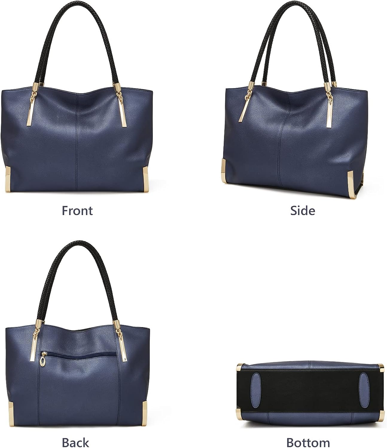 FOXLOVER Large Capacity Tote Handbags for Women, Genuine Leather Ladies Top-handle Bags Fashion Shoulder Bags Purses