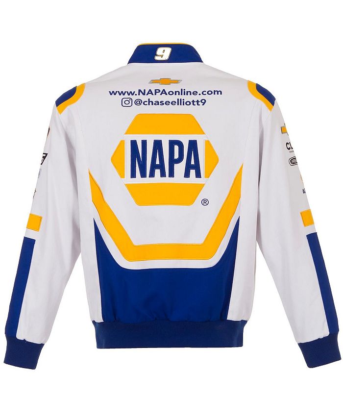 Men's White, Royal Chase Elliott NAPA Twill Driver Uniform Full-Snap Jacket