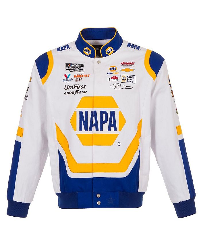 Men's White, Royal Chase Elliott NAPA Twill Driver Uniform Full-Snap Jacket