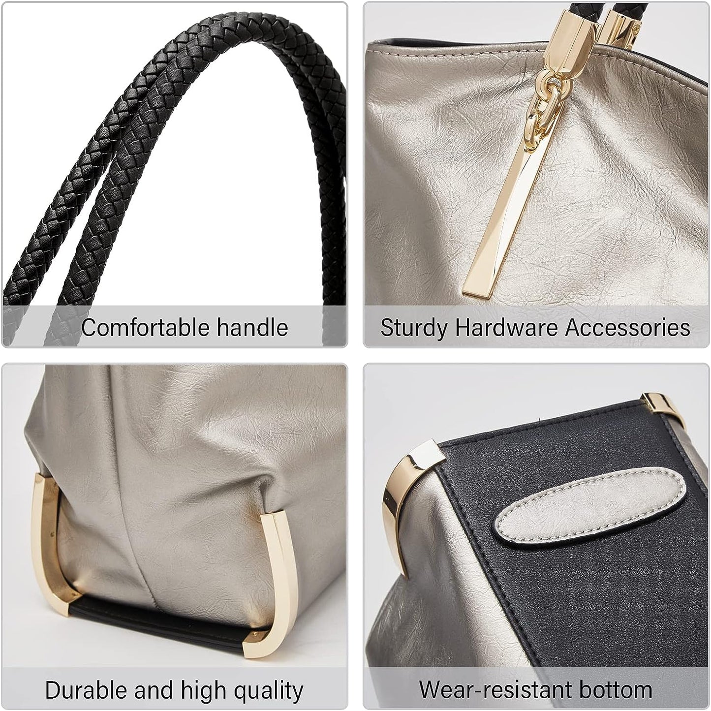 FOXLOVER Large Capacity Tote Handbags for Women, Genuine Leather Ladies Top-handle Bags Fashion Shoulder Bags Purses