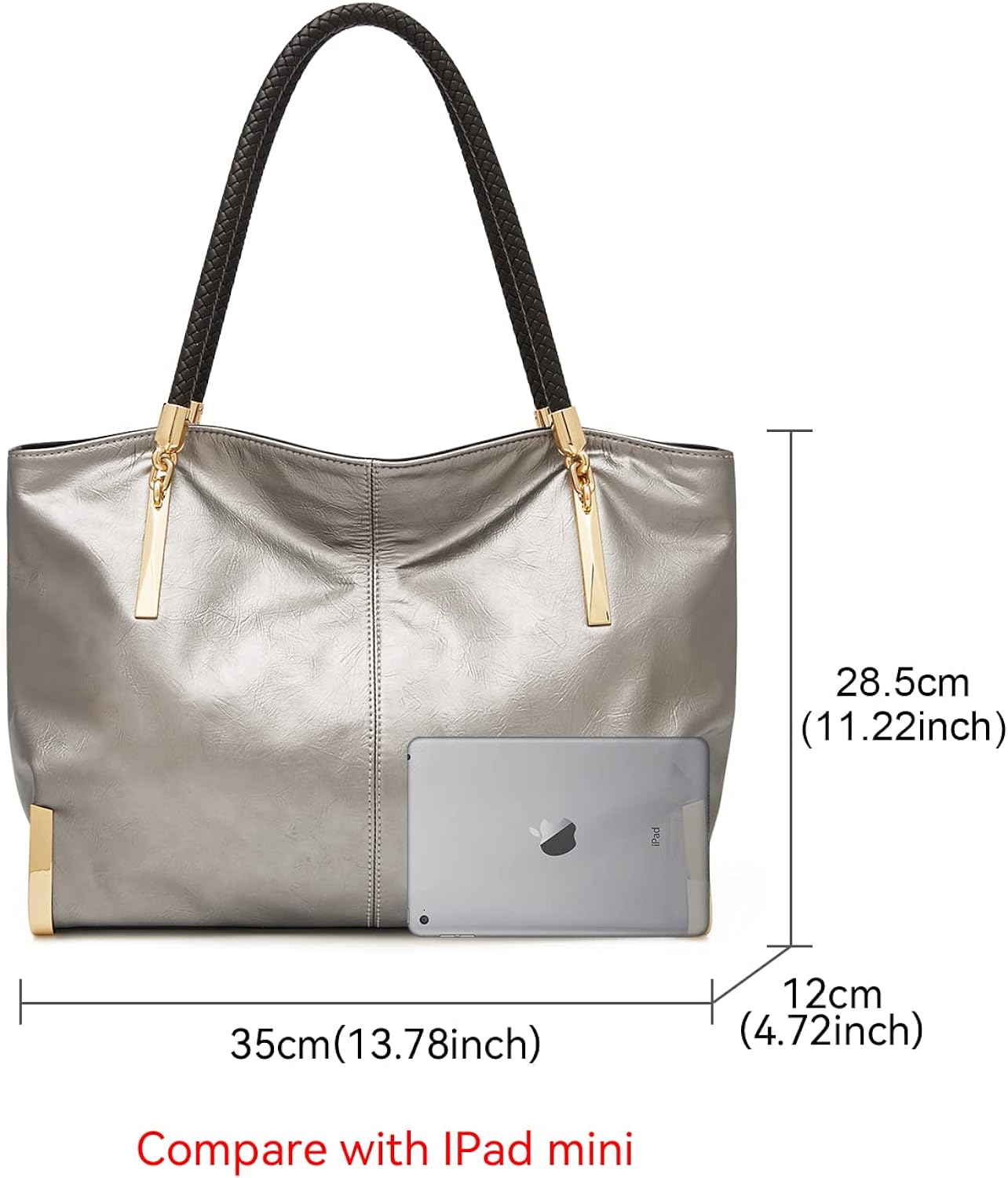FOXLOVER Large Capacity Tote Handbags for Women, Genuine Leather Ladies Top-handle Bags Fashion Shoulder Bags Purses