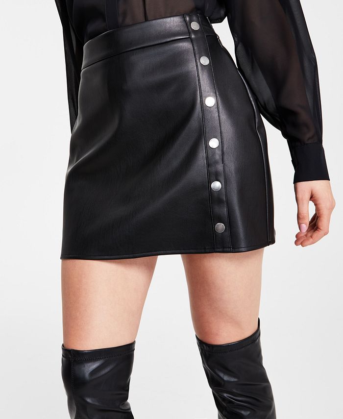 Women's Faux-Leather Studded Mini Skirt, Created for Macy's
