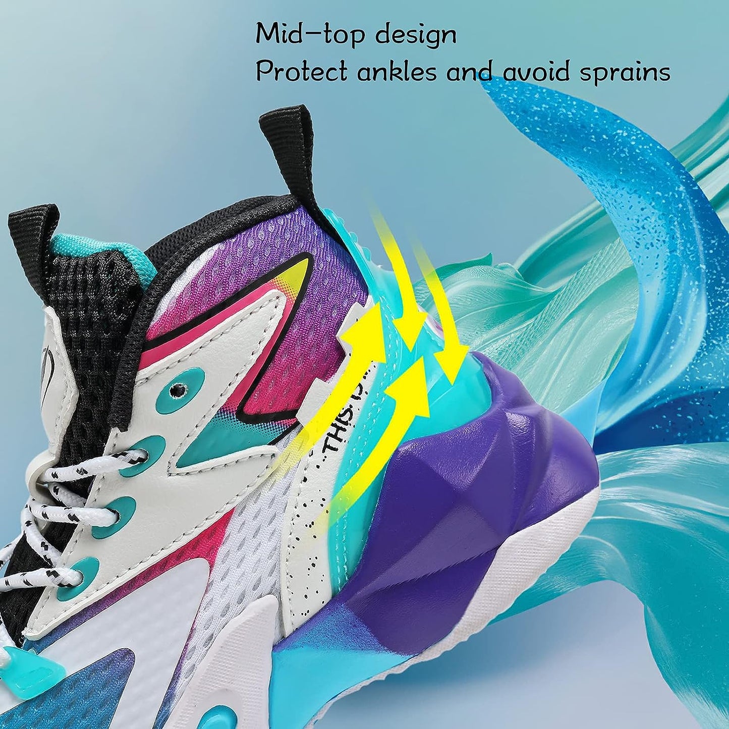 VITUOFLY Kids Basketball Shoes Boys Air Cushion Sneakers Girls Mid Top School Training Shoes Non-Slip Outdoor Sports Shoes Comfortable Boys Running Shoes Durable Little Kid/Big Kid