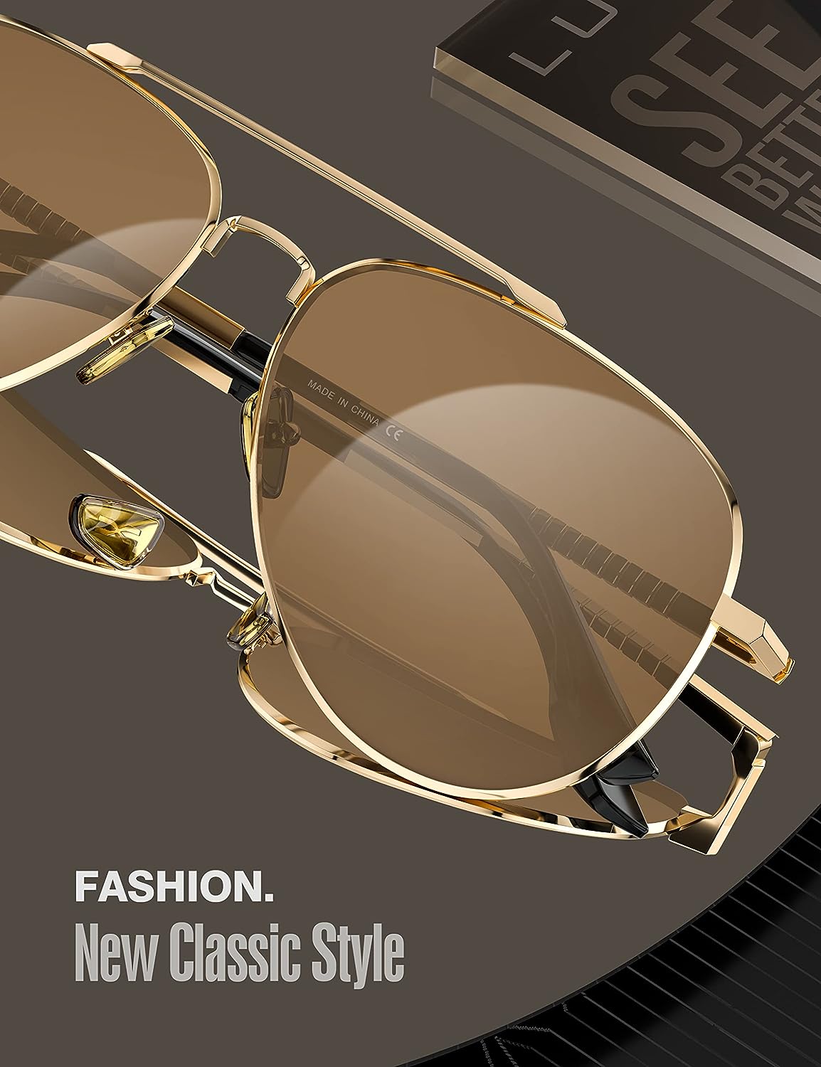 LUENX Aviator Sunglasses for Men Women Polarized - UV 400 Protection with case 60MM