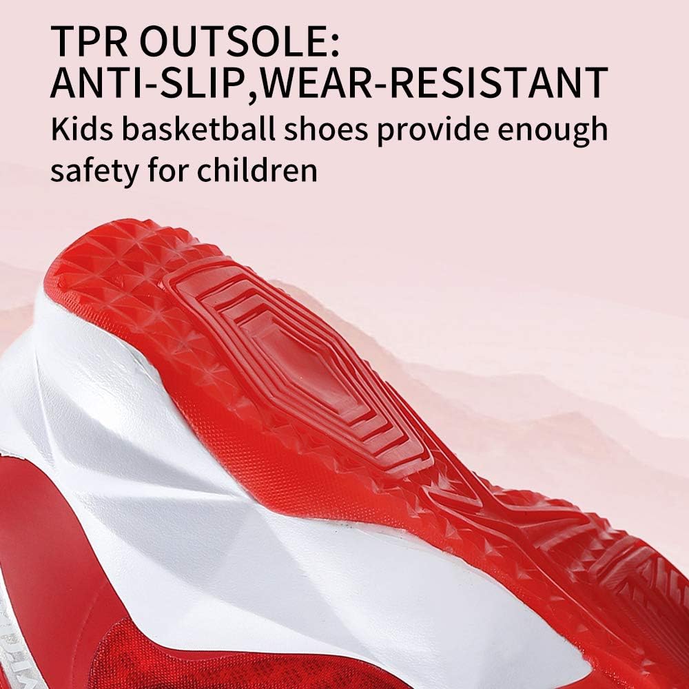 VITUOFLY Kids Basketball Shoes Boys Air Cushion Sneakers Girls Mid Top School Training Shoes Non-Slip Outdoor Sports Shoes Comfortable Boys Running Shoes Durable Little Kid/Big Kid