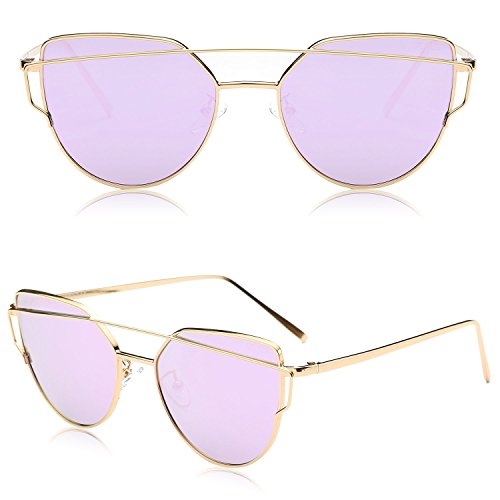 SOJOS Cat Eye Sunglasses for Women Fashion Designer Style Mirrored Lenses