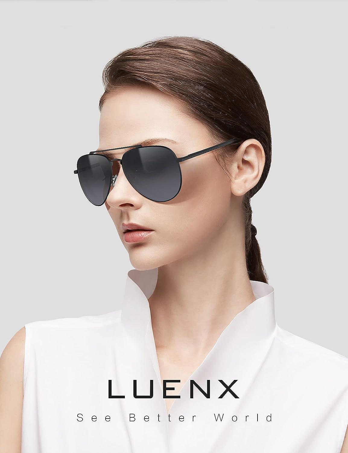 LUENX Aviator Sunglasses for Men Women Polarized - UV 400 Protection with case 60MM