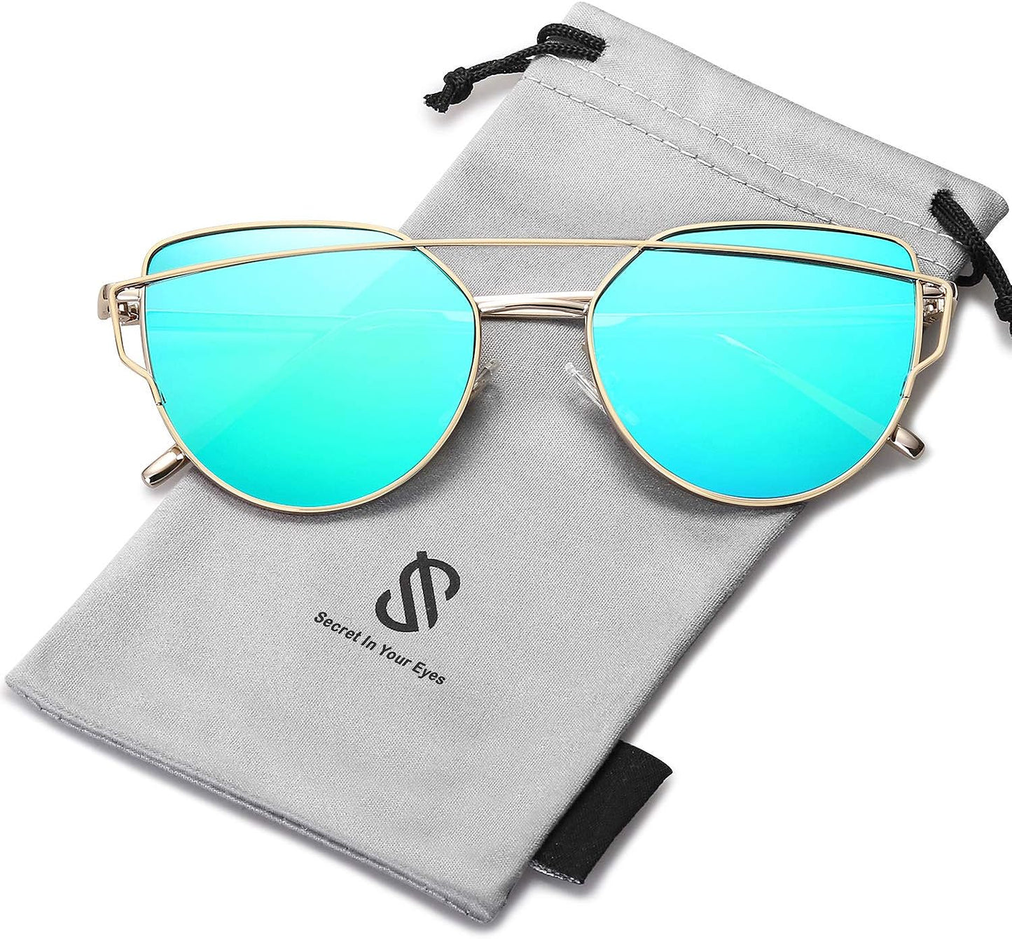 SOJOS Cat Eye Sunglasses for Women Fashion Designer Style Mirrored Lenses
