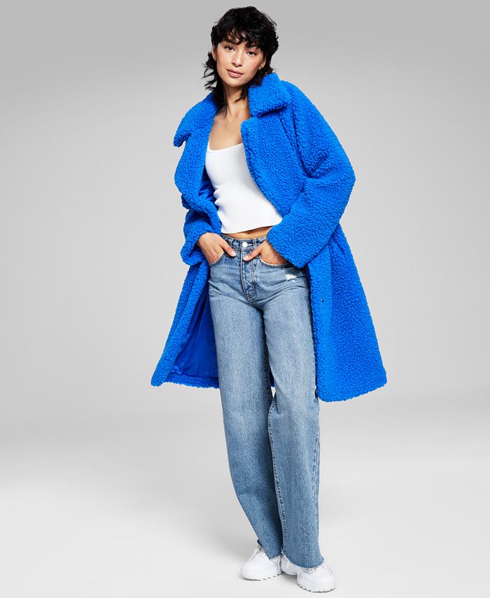 Women's Notch-Collar Teddy Coat