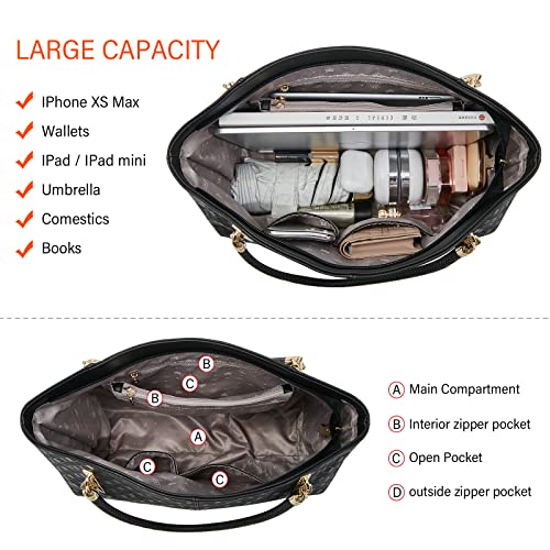 FOXLOVER Large Capacity Tote Handbags for Women, Genuine Leather Ladies Top-handle Bags Fashion Shoulder Bags Purses