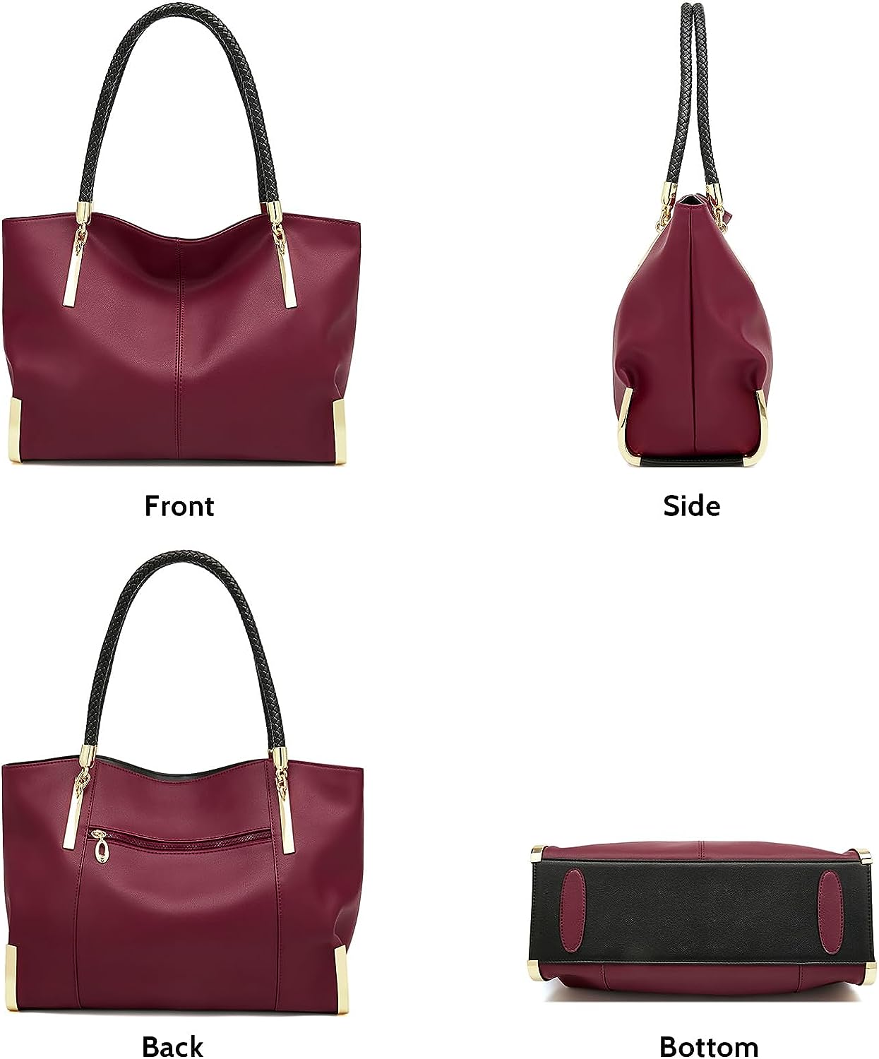 FOXLOVER Large Capacity Tote Handbags for Women, Genuine Leather Ladies Top-handle Bags Fashion Shoulder Bags Purses