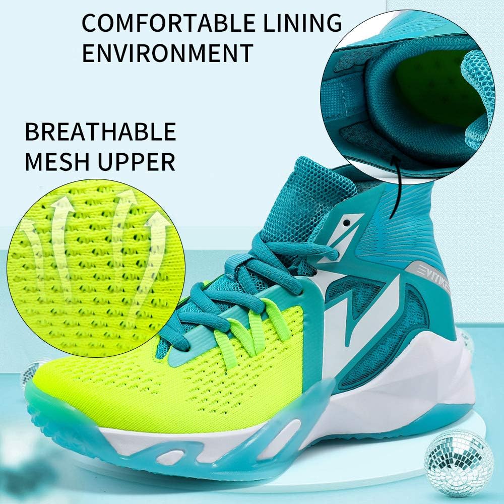 VITUOFLY Kids Basketball Shoes Boys Air Cushion Sneakers Girls Mid Top School Training Shoes Non-Slip Outdoor Sports Shoes Comfortable Boys Running Shoes Durable Little Kid/Big Kid