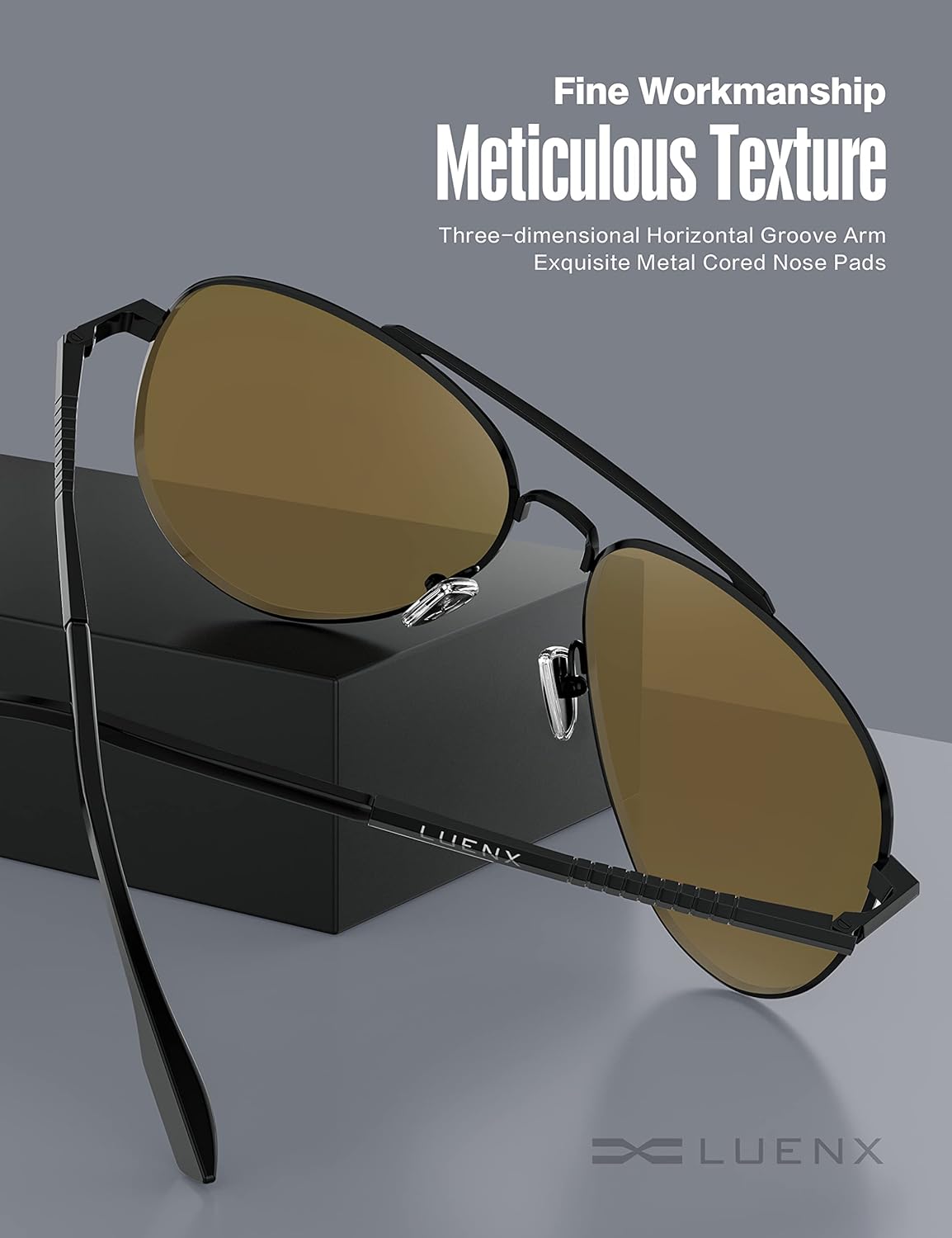 LUENX Aviator Sunglasses for Men Women Polarized - UV 400 Protection with case 60MM