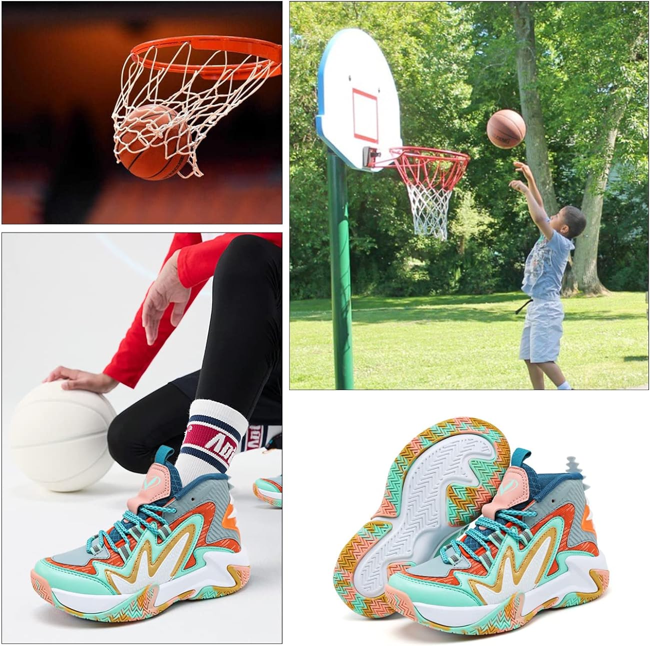 VITUOFLY Kids Basketball Shoes Boys Air Cushion Sneakers Girls Mid Top School Training Shoes Non-Slip Outdoor Sports Shoes Comfortable Boys Running Shoes Durable Little Kid/Big Kid