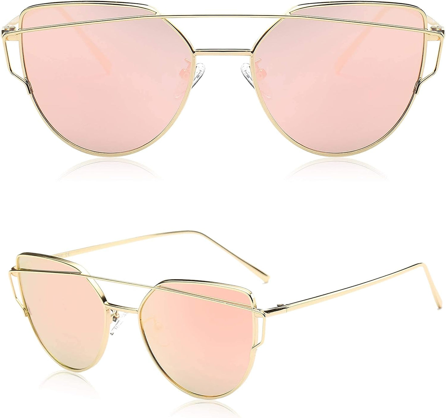 SOJOS Cat Eye Sunglasses for Women Fashion Designer Style Mirrored Lenses