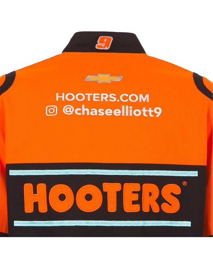 Men's Orange, Black Chase Elliott Hooters Twill Driver Uniform Full-Snap Jacket