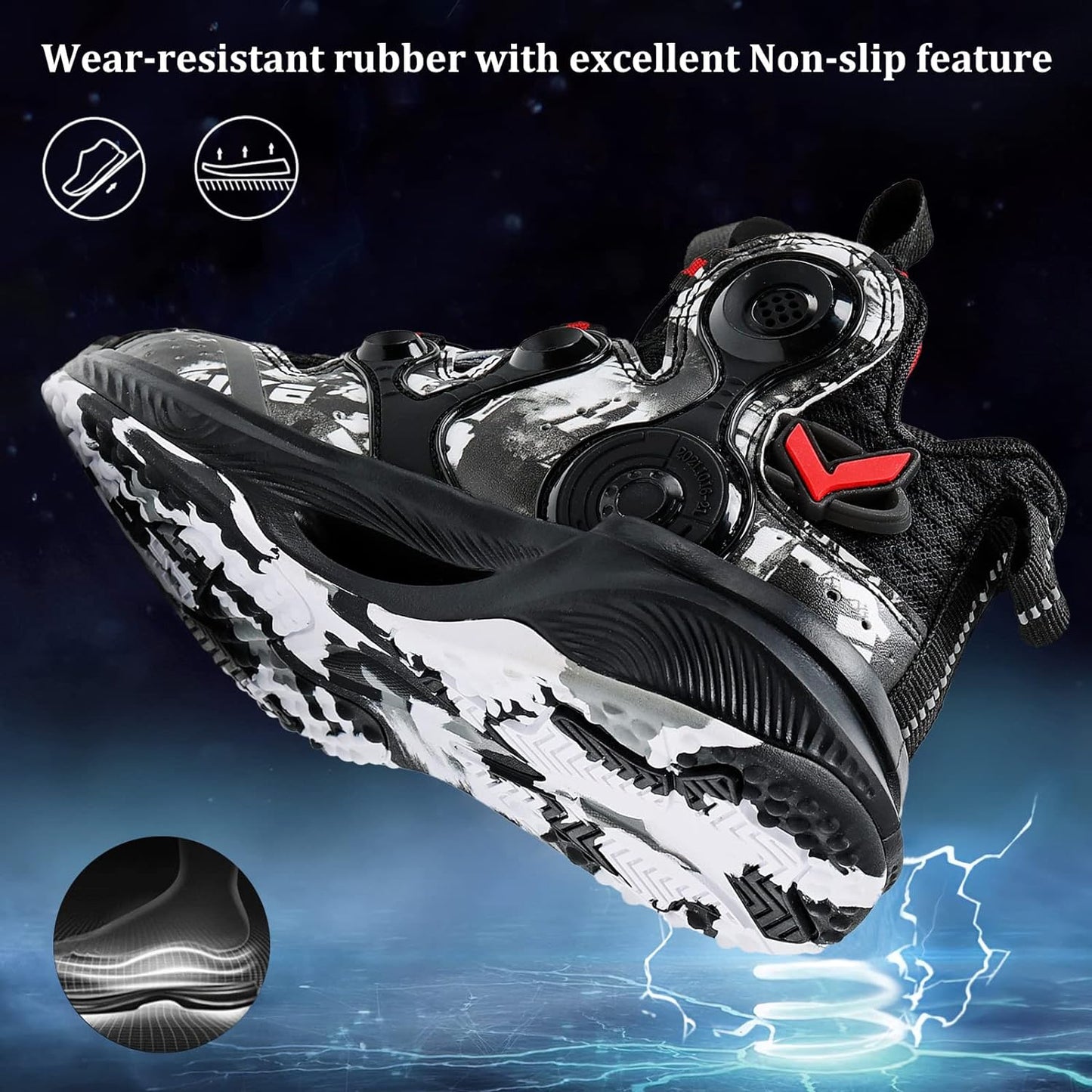 VITUOFLY Kids Basketball Shoes Boys Air Cushion Sneakers Girls Mid Top School Training Shoes Non-Slip Outdoor Sports Shoes Comfortable Boys Running Shoes Durable Little Kid/Big Kid
