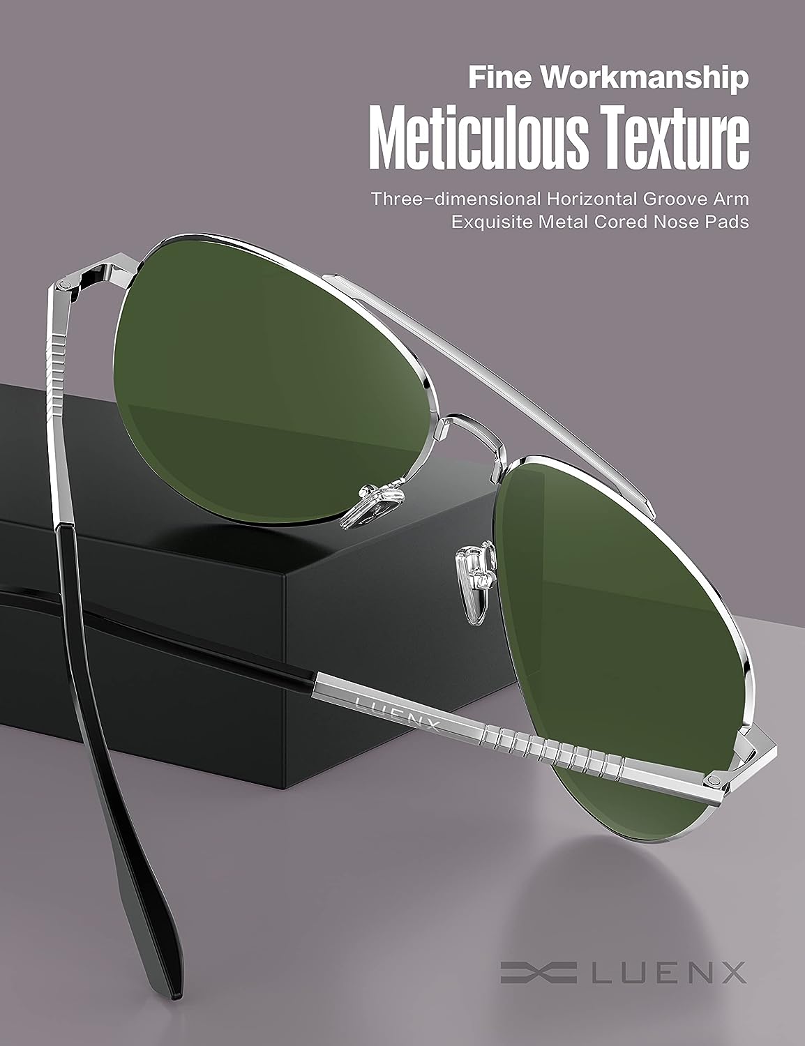 LUENX Aviator Sunglasses for Men Women Polarized - UV 400 Protection with case 60MM