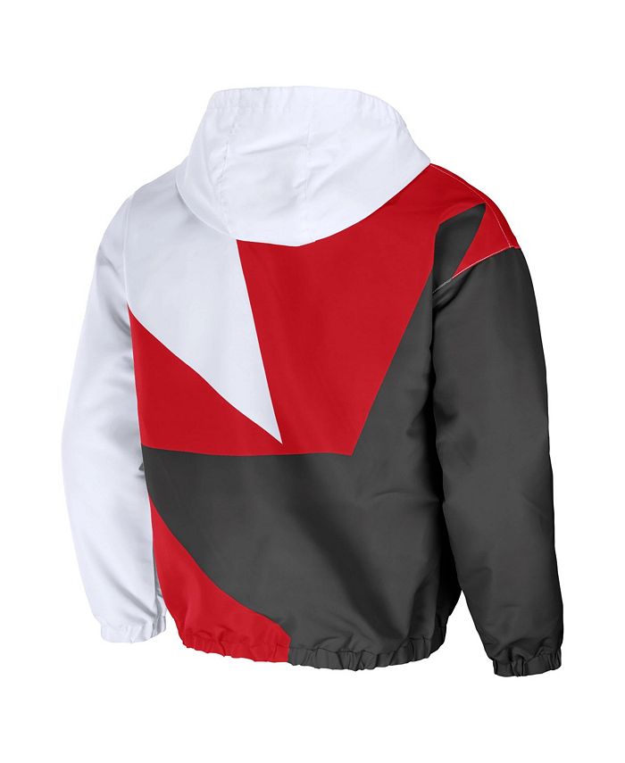 Men's NFL X Staple Red and Black Tampa Bay Buccaneers Pop Over Half-Zip Nylon Colorblocked Anorak