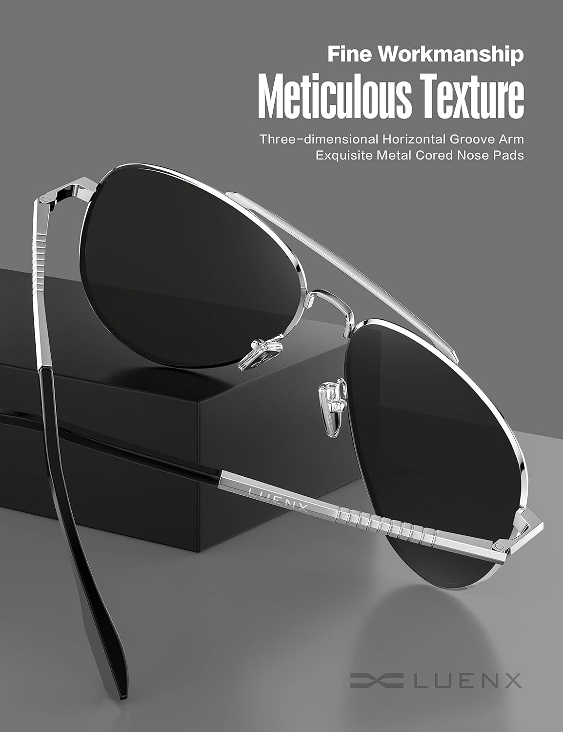 LUENX Aviator Sunglasses for Men Women Polarized - UV 400 Protection with case 60MM