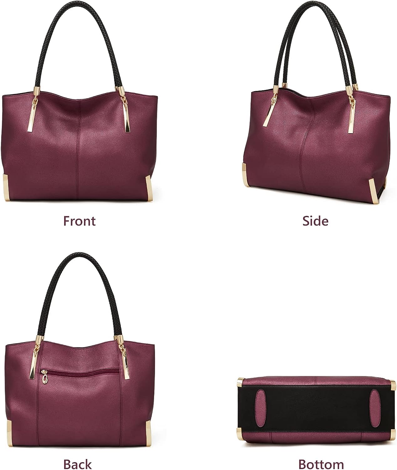 FOXLOVER Large Capacity Tote Handbags for Women, Genuine Leather Ladies Top-handle Bags Fashion Shoulder Bags Purses