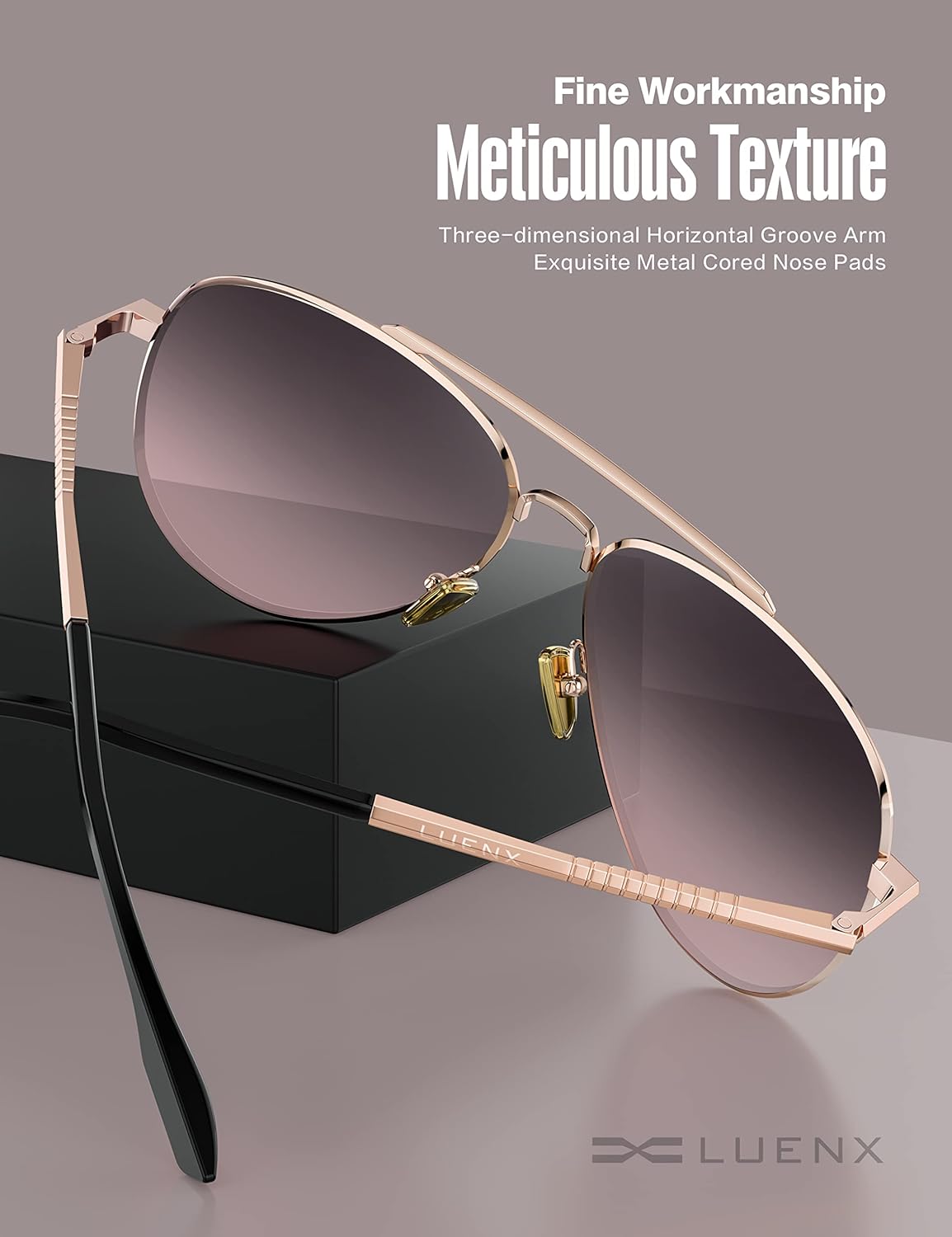LUENX Aviator Sunglasses for Men Women Polarized - UV 400 Protection with case 60MM