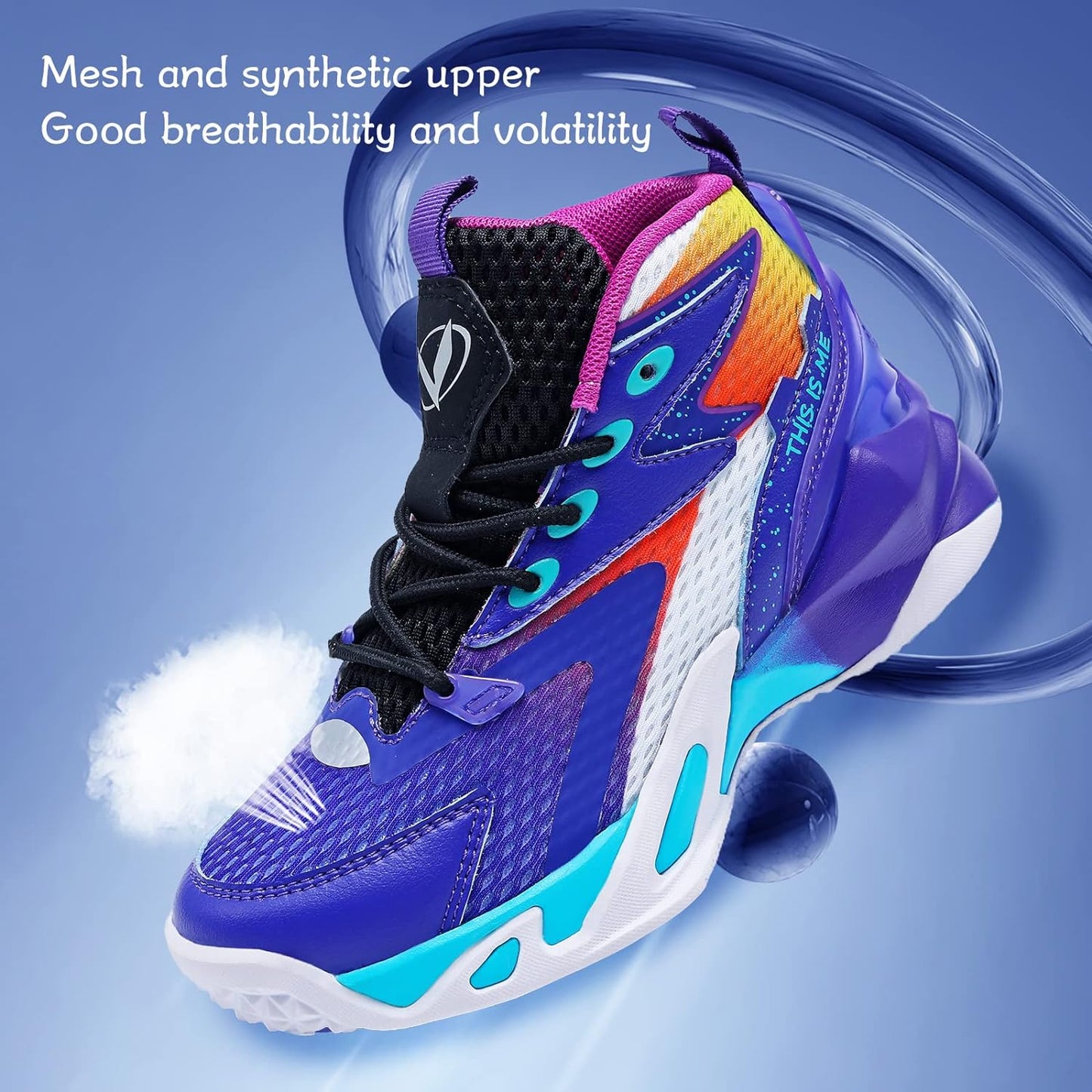 VITUOFLY Kids Basketball Shoes Boys Air Cushion Sneakers Girls Mid Top School Training Shoes Non-Slip Outdoor Sports Shoes Comfortable Boys Running Shoes Durable Little Kid/Big Kid