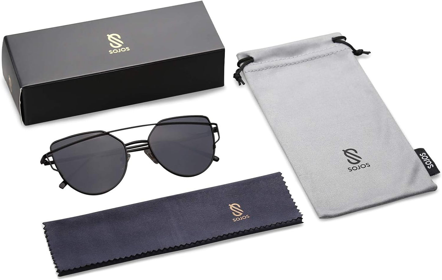 SOJOS Cat Eye Sunglasses for Women Fashion Designer Style Mirrored Lenses