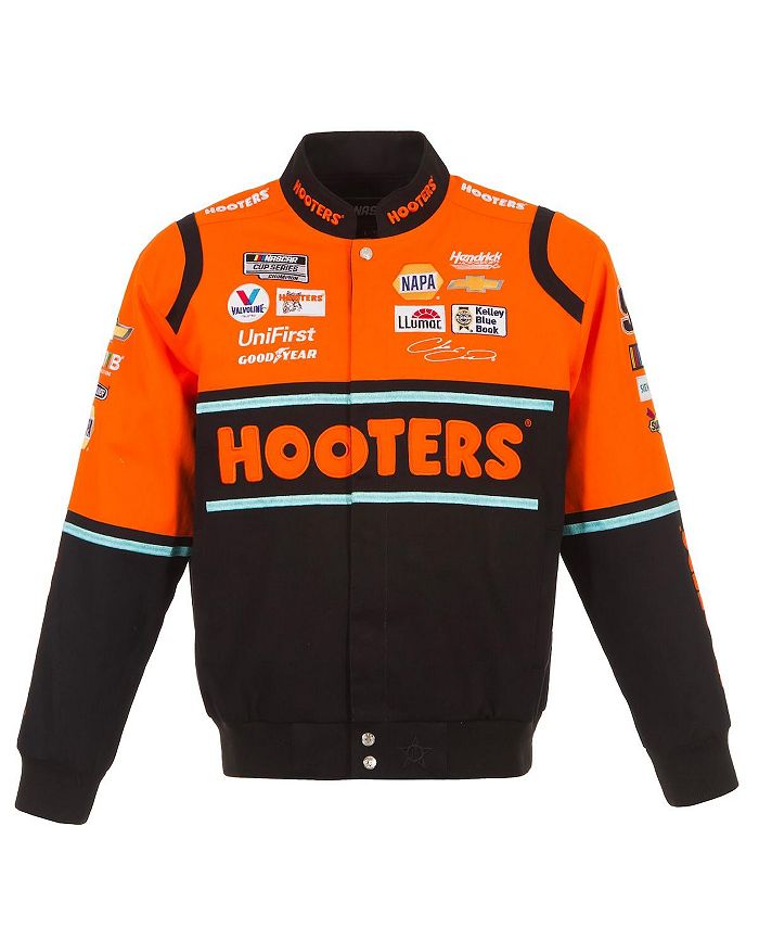 Men's Orange, Black Chase Elliott Hooters Twill Driver Uniform Full-Snap Jacket