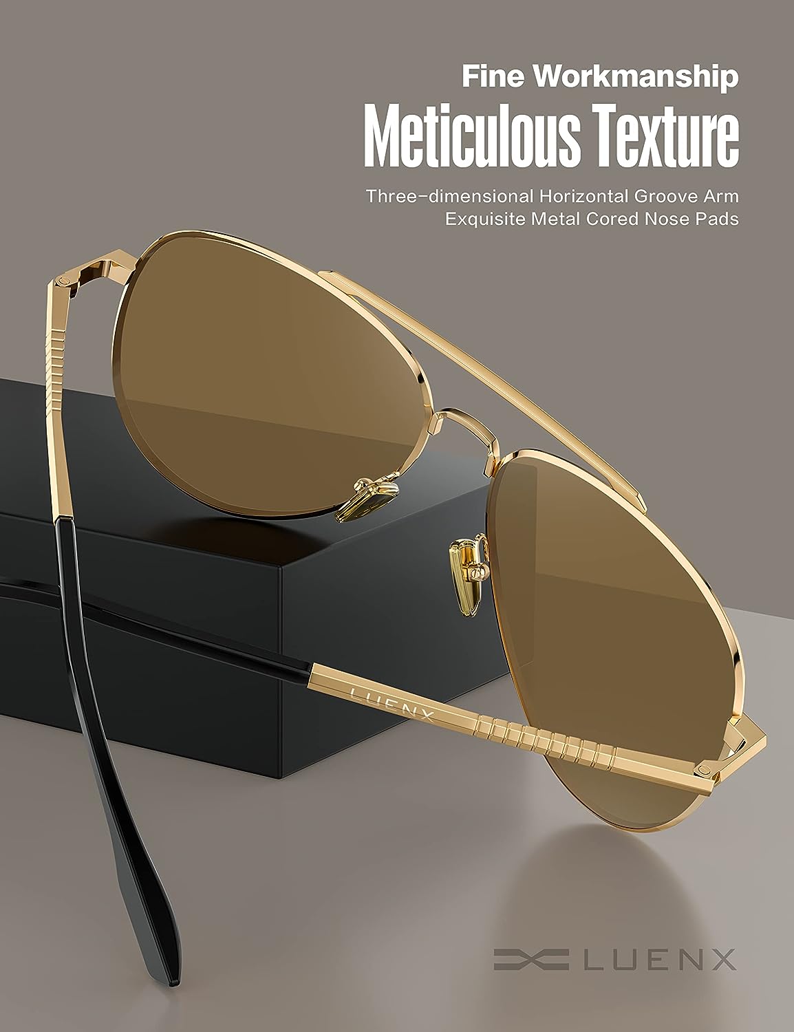 LUENX Aviator Sunglasses for Men Women Polarized - UV 400 Protection with case 60MM