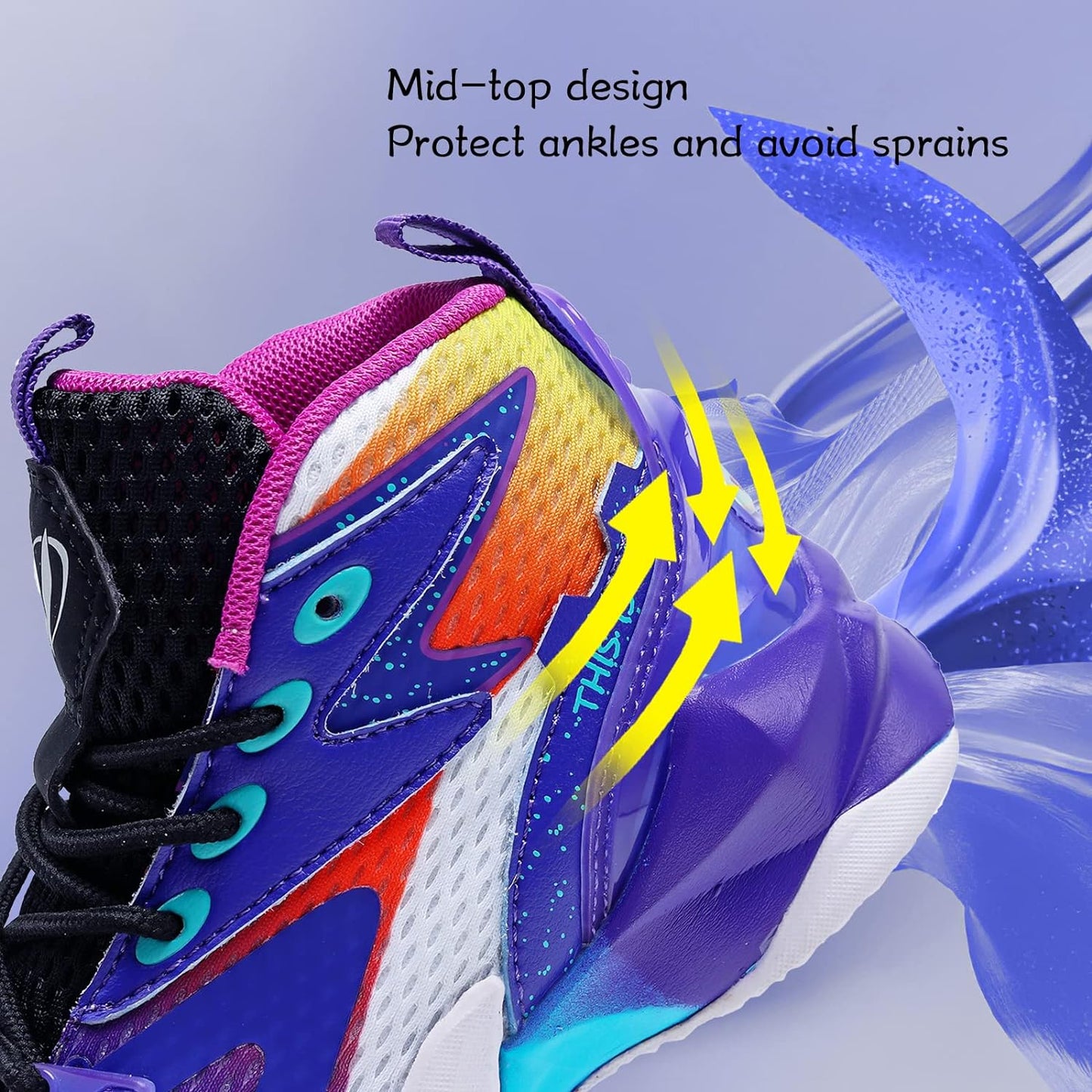 VITUOFLY Kids Basketball Shoes Boys Air Cushion Sneakers Girls Mid Top School Training Shoes Non-Slip Outdoor Sports Shoes Comfortable Boys Running Shoes Durable Little Kid/Big Kid