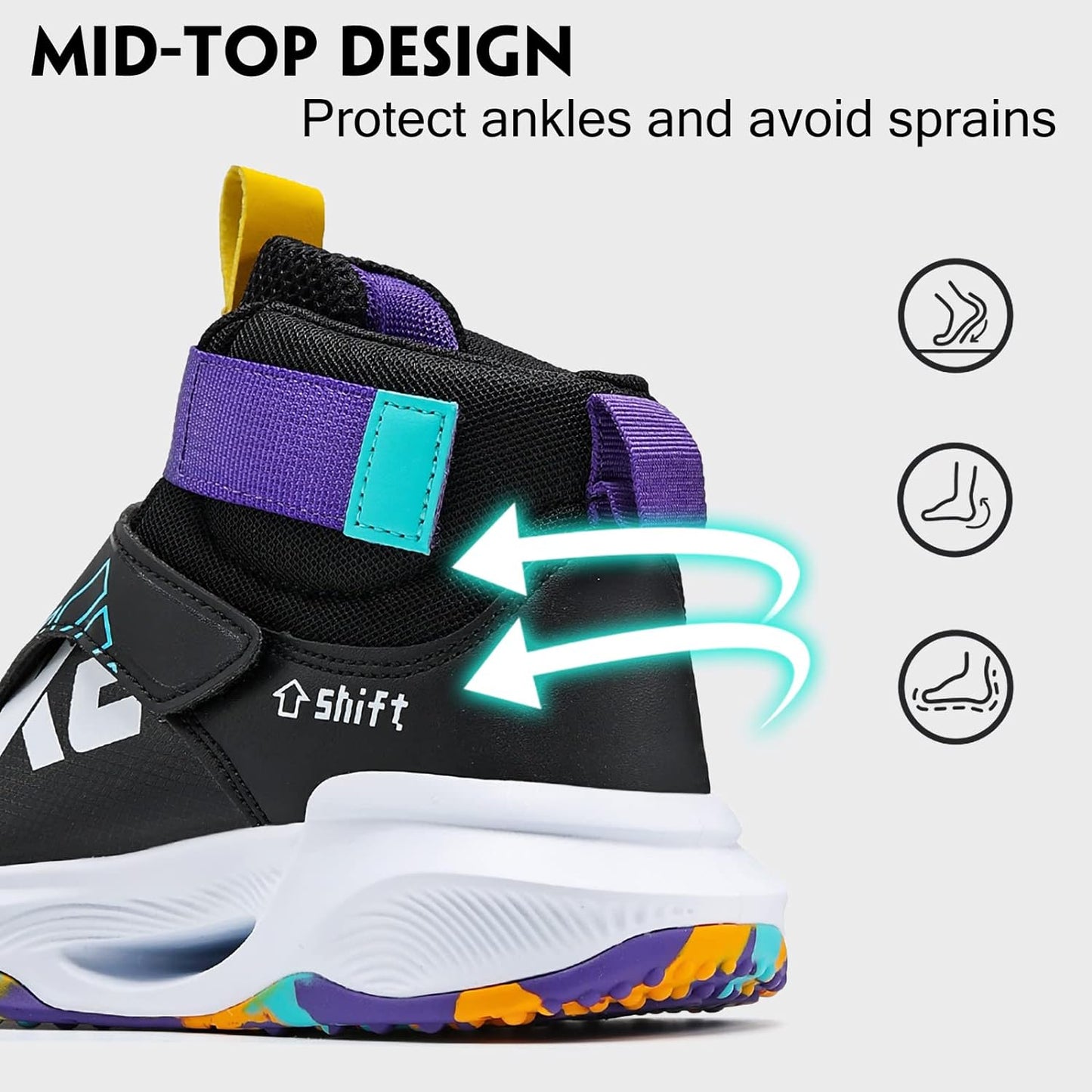 VITUOFLY Kids Basketball Shoes Boys Air Cushion Sneakers Girls Mid Top School Training Shoes Non-Slip Outdoor Sports Shoes Comfortable Boys Running Shoes Durable Little Kid/Big Kid