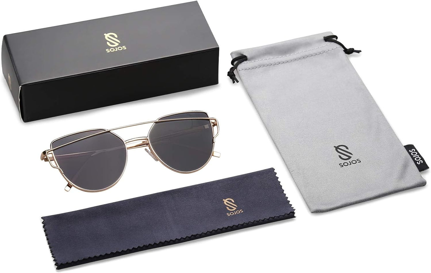 SOJOS Cat Eye Sunglasses for Women Fashion Designer Style Mirrored Lenses