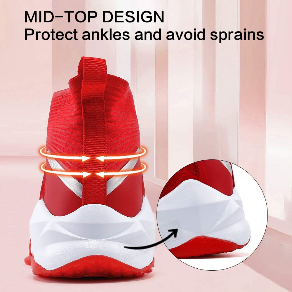 VITUOFLY Kids Basketball Shoes Boys Air Cushion Sneakers Girls Mid Top School Training Shoes Non-Slip Outdoor Sports Shoes Comfortable Boys Running Shoes Durable Little Kid/Big Kid