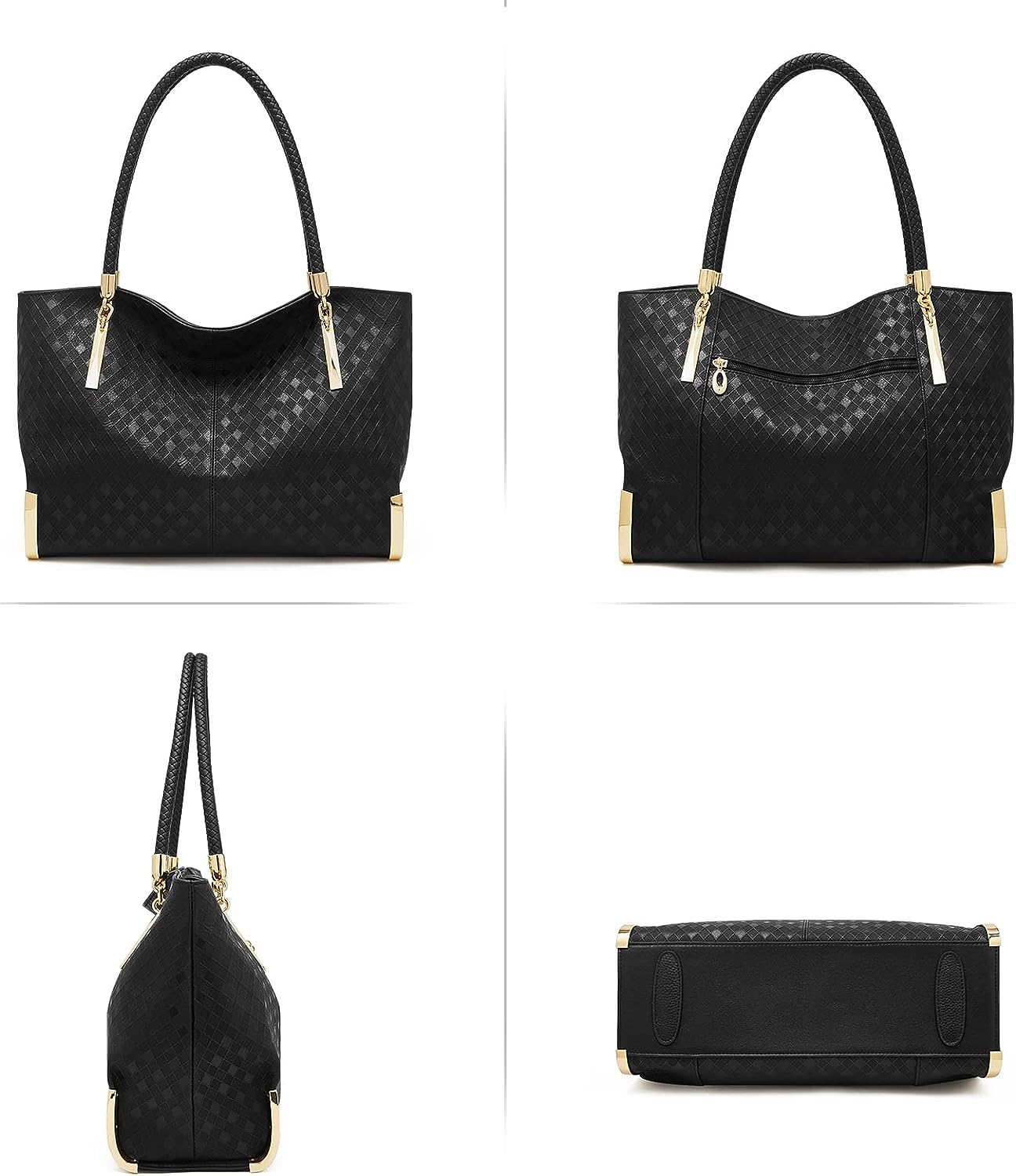 FOXLOVER Large Capacity Tote Handbags for Women, Genuine Leather Ladies Top-handle Bags Fashion Shoulder Bags Purses