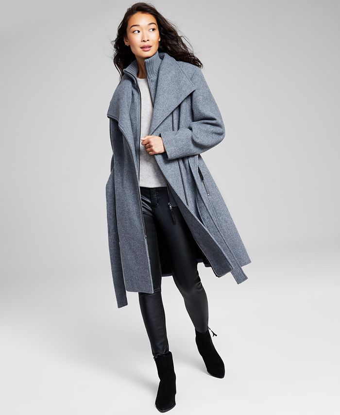 Women's Belted Wrap Coat, Created for Macy's