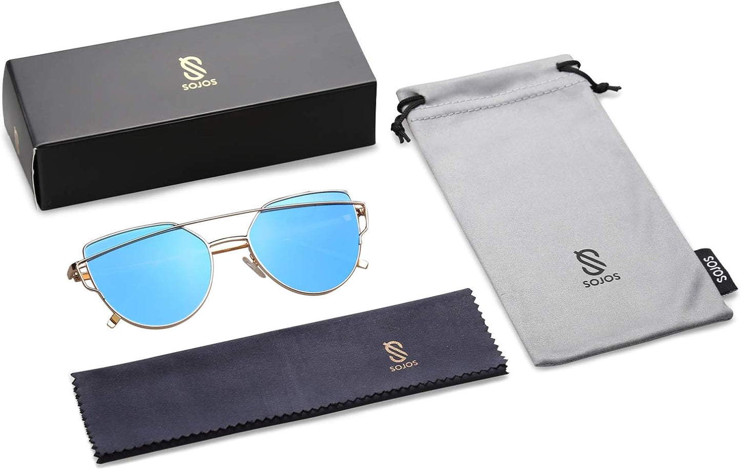 SOJOS Cat Eye Sunglasses for Women Fashion Designer Style Mirrored Lenses