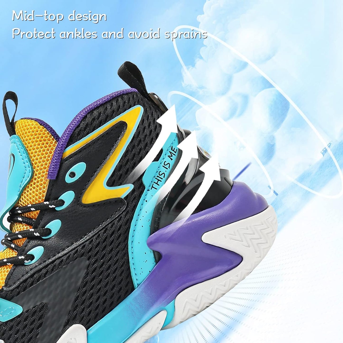 VITUOFLY Kids Basketball Shoes Boys Air Cushion Sneakers Girls Mid Top School Training Shoes Non-Slip Outdoor Sports Shoes Comfortable Boys Running Shoes Durable Little Kid/Big Kid